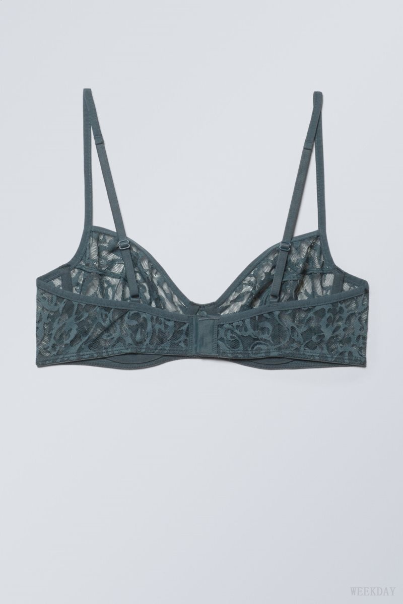 Weekday Lucy Csipke Underwire Bra Melltartó Sötéttürkiz | ZIUC1075