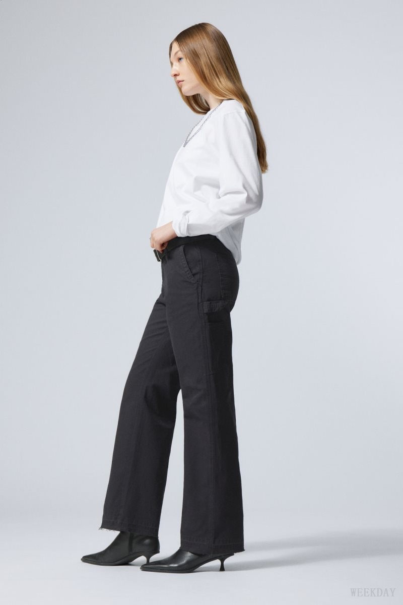 Weekday Mace Carpenter Trousers Fekete | QOBO6362