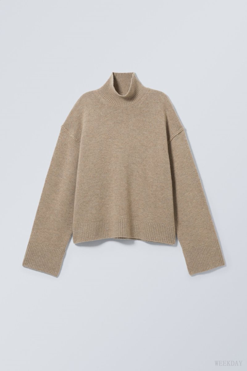 Weekday Maggie Gyapjú Turtleneck Bézs | DANN0564