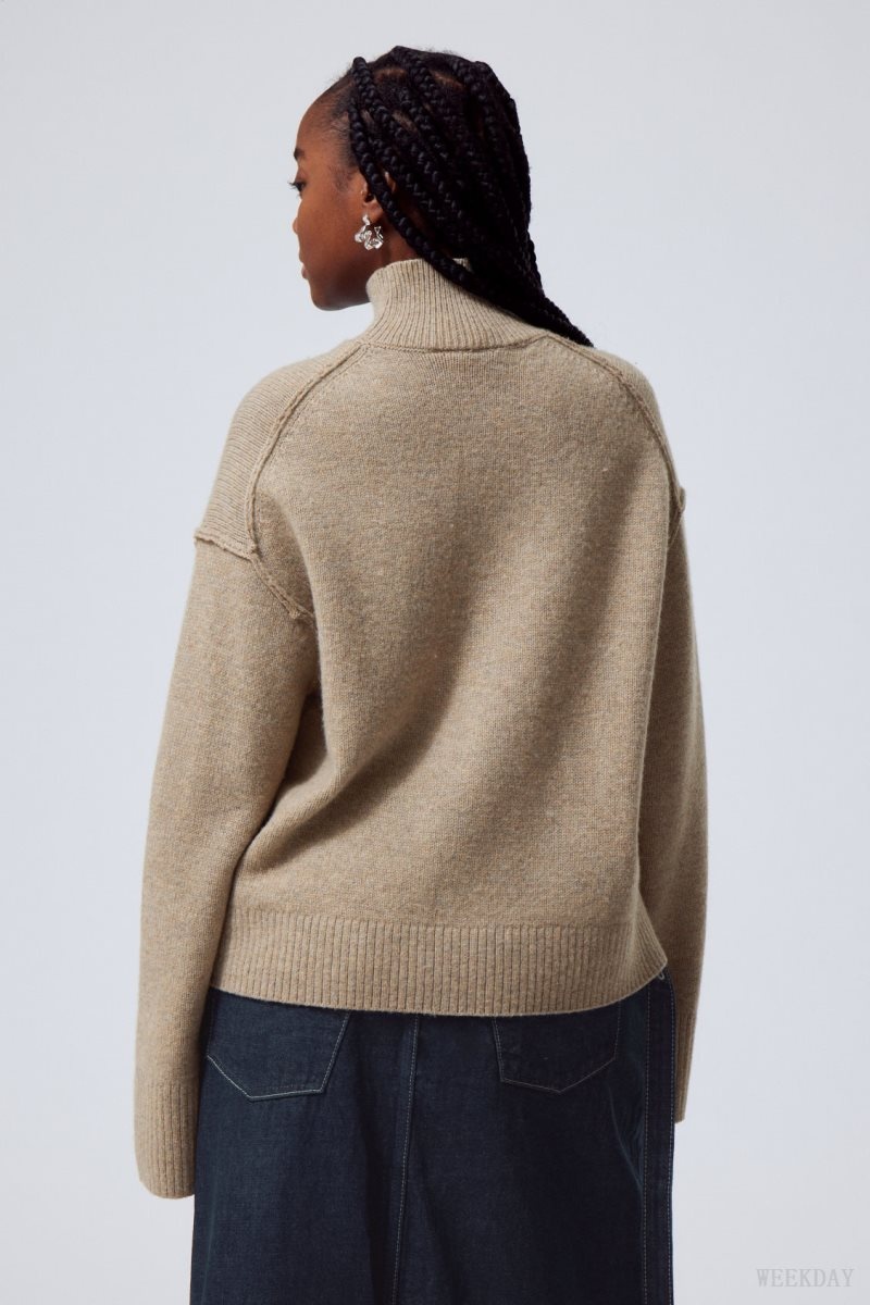 Weekday Maggie Gyapjú Turtleneck Bézs | DANN0564