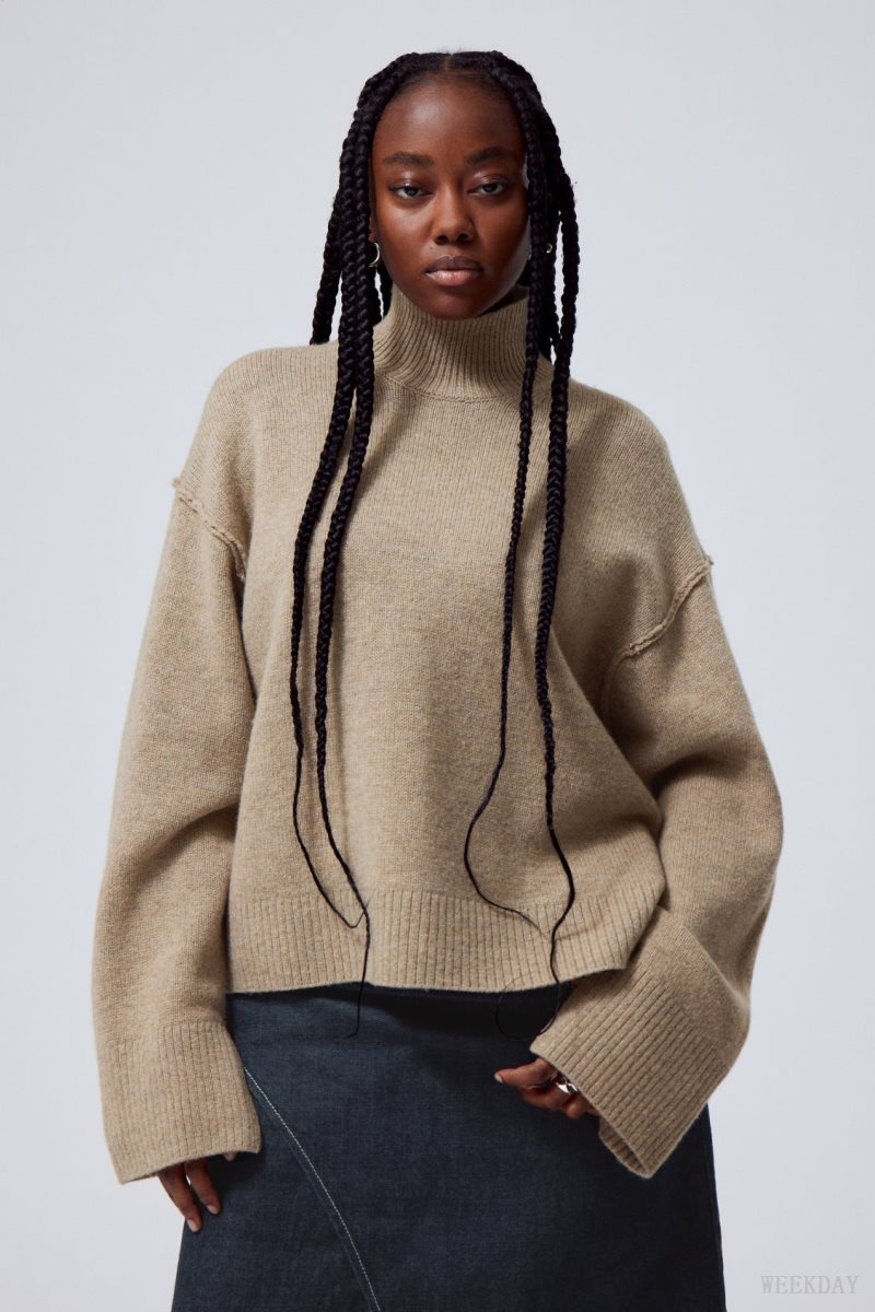 Weekday Maggie Gyapjú Turtleneck Bézs | DANN0564