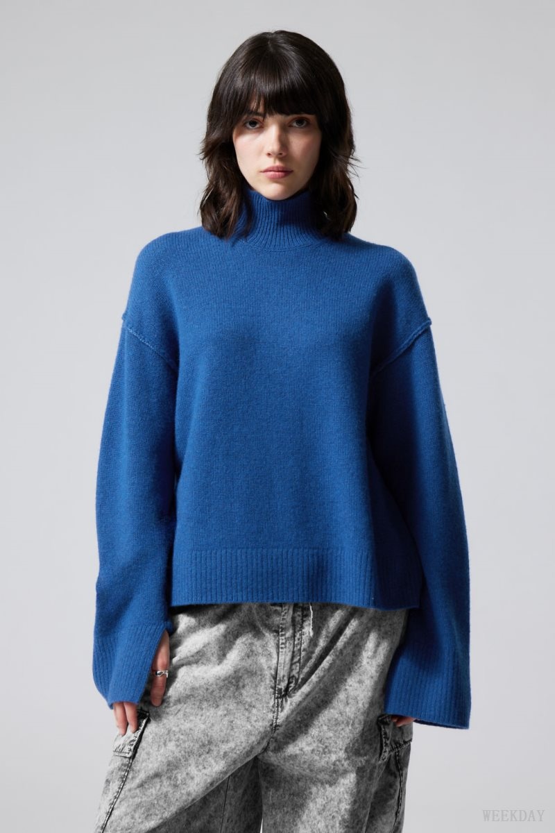 Weekday Maggie Gyapjú Turtleneck Kék | FFKF4468