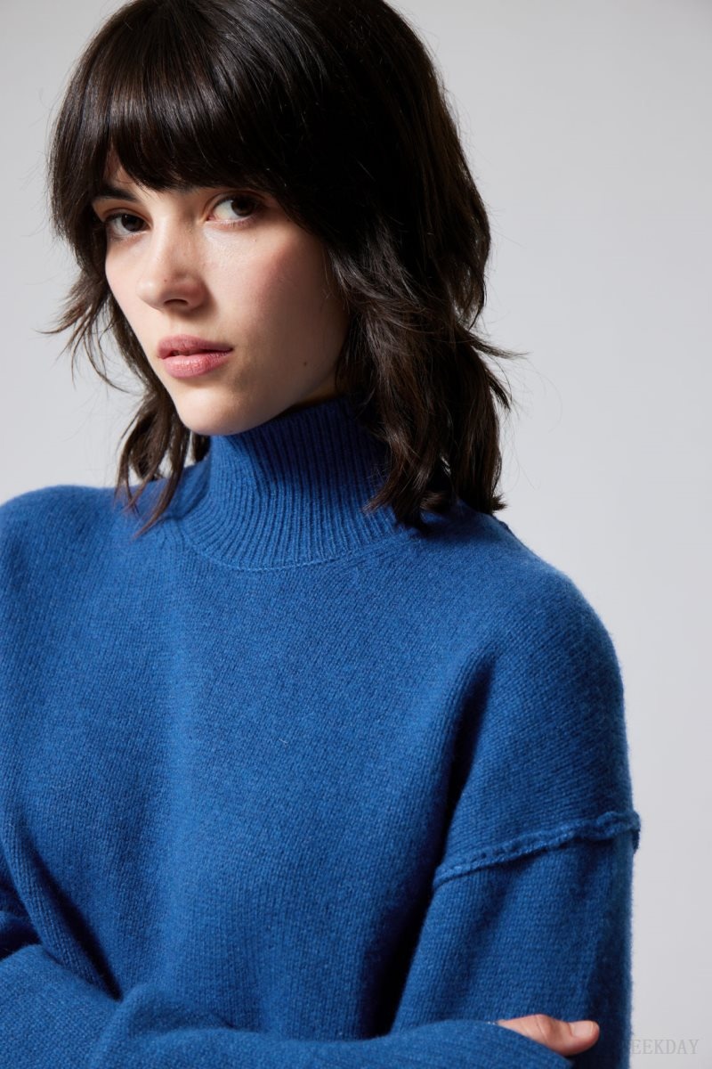 Weekday Maggie Gyapjú Turtleneck Kék | FFKF4468