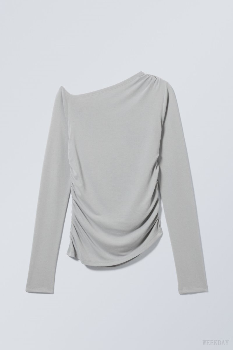 Weekday Main Asymmetric Long Sleeve Világos Szürke | HBGW2813