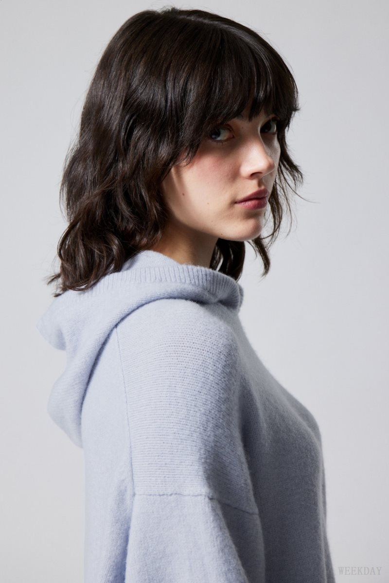 Weekday Marla Oversized Soft Knit Hoodie Világos Lila | FRHT1236