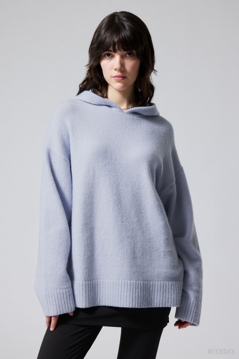 Weekday Marla Oversized Soft Knit Hoodie Világos Lila | FRHT1236