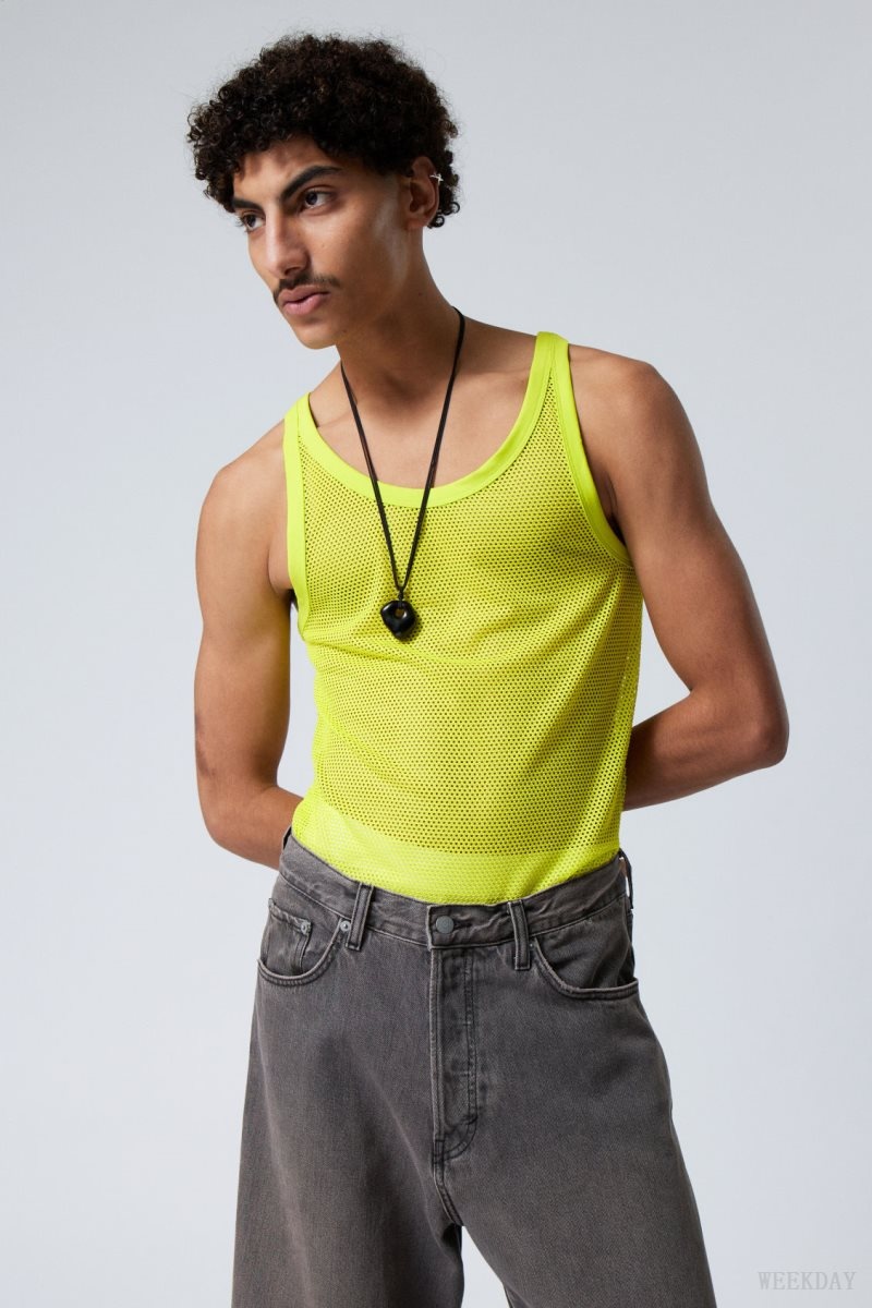 Weekday Matheus Mesh Tank Top Zöld | ARDL7549