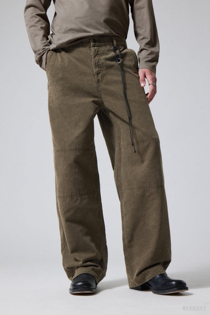 Weekday Micha Loose Workwear Trousers Sötét | LYUM1601