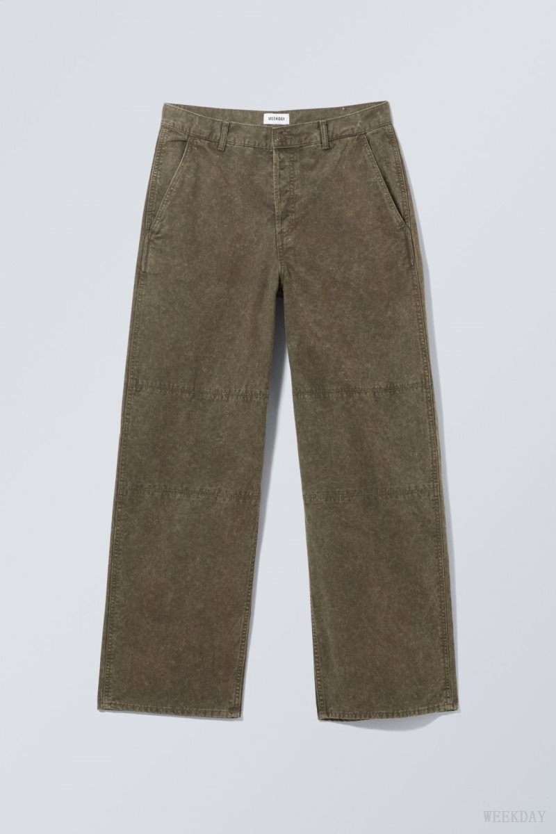 Weekday Micha Loose Workwear Trousers Sötét | LYUM1601