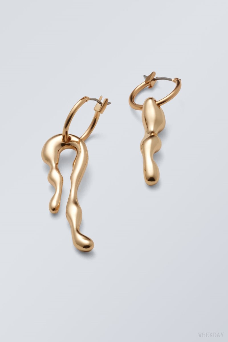 Weekday Millie Hoop Earrings Golden | ZZIG8262