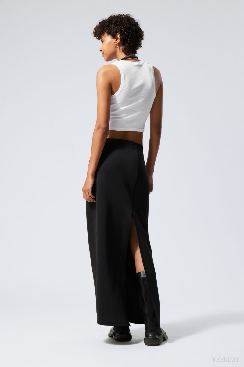 Weekday Minimal Long Skirt Fekete | ZBAA2373