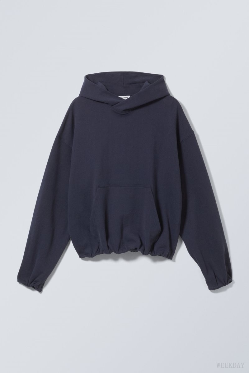 Weekday Nolan Boxy Hoodie Sötétkék | NCRX1576