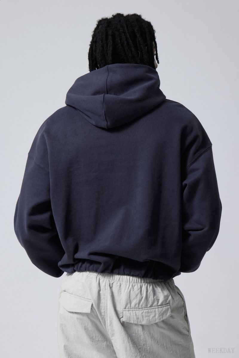 Weekday Nolan Boxy Hoodie Sötétkék | NCRX1576