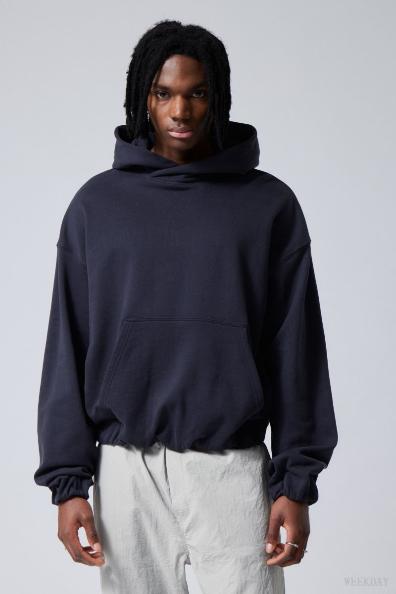 Weekday Nolan Boxy Hoodie Sötétkék | NCRX1576