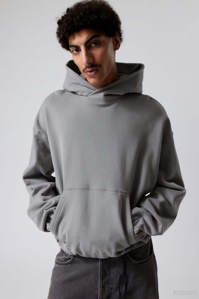 Weekday Nolan Boxy Hoodie Szürke | HXQL9224