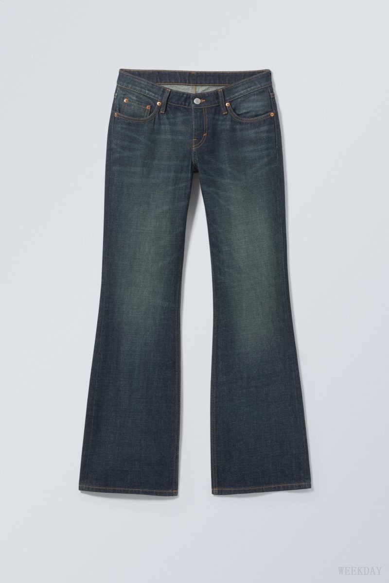 Weekday Nova Low Slim Bootcut Jeans Kék | WJDD3853