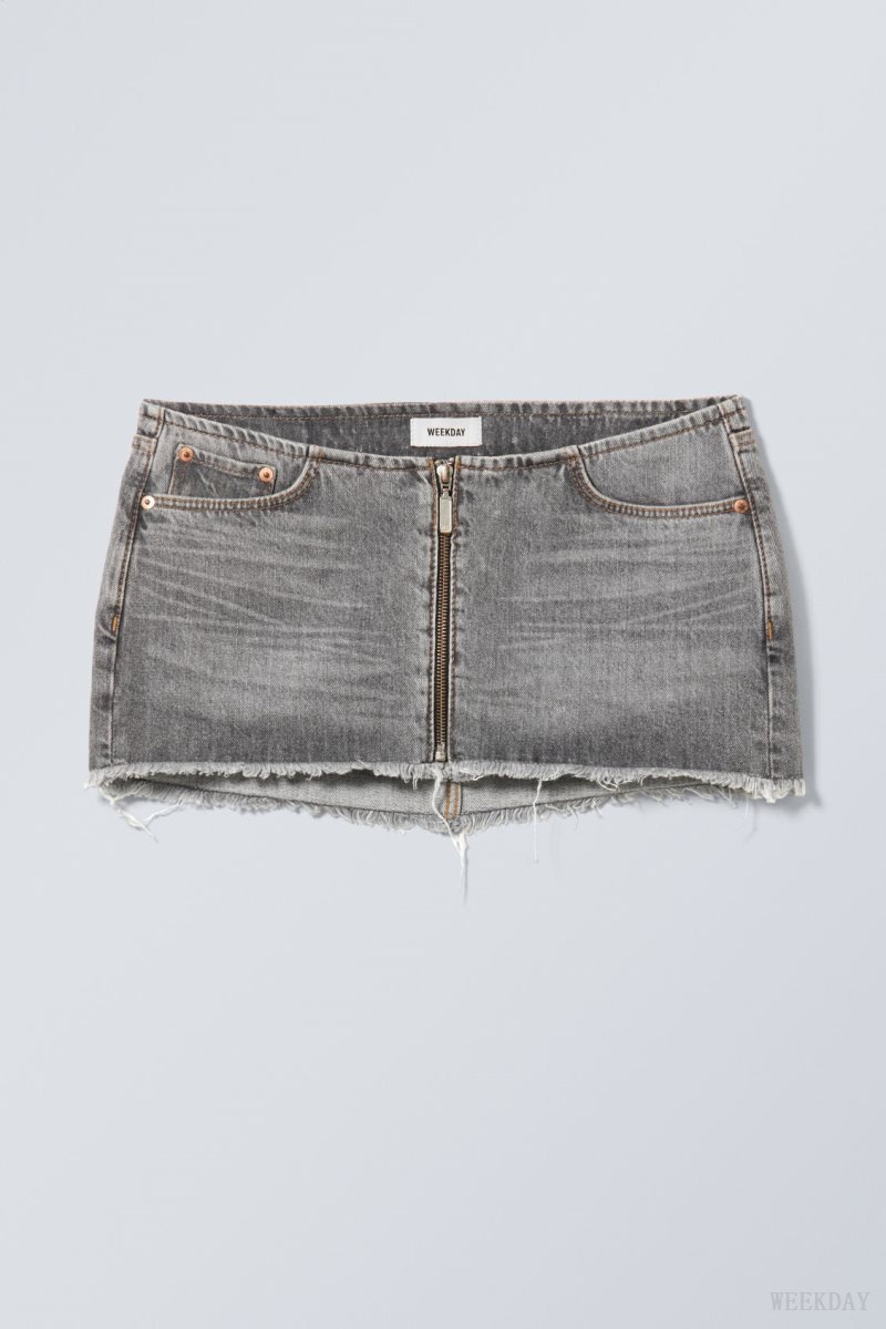 Weekday Ontario Denim Mini Skirt Szürke | IGVS4928