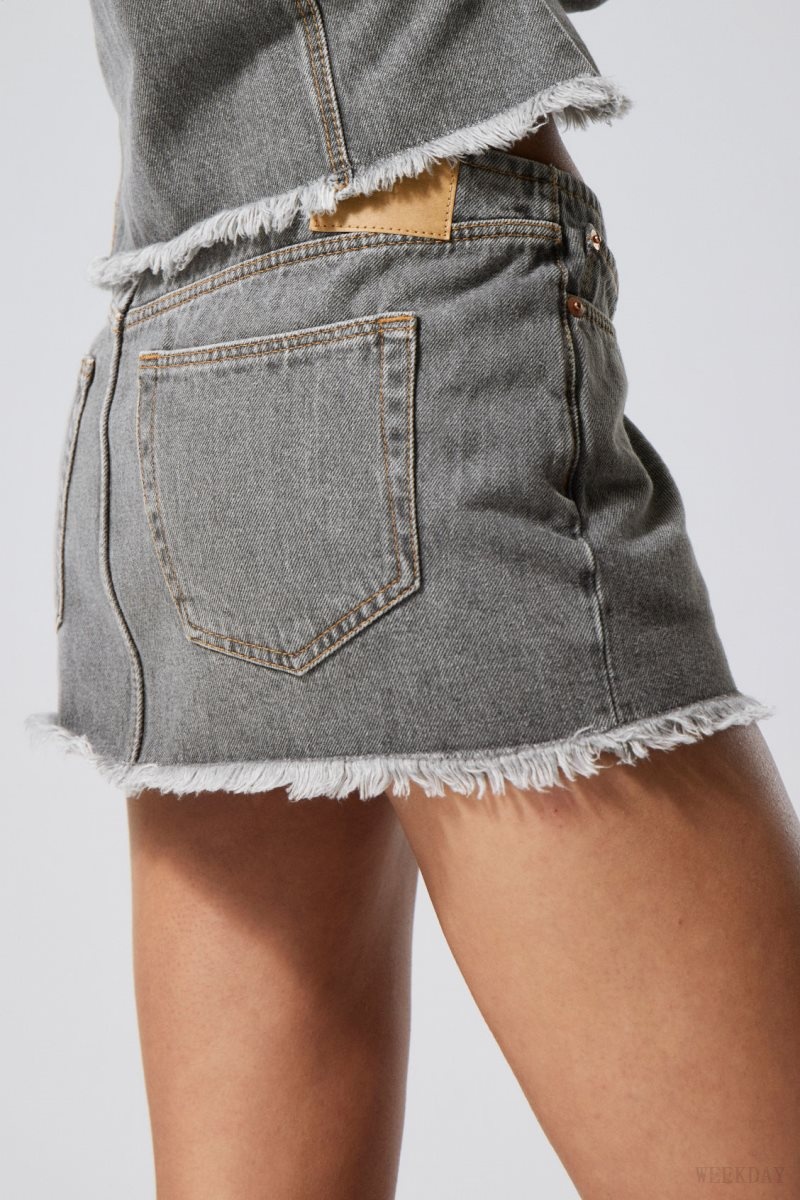 Weekday Ontario Denim Mini Skirt Szürke | IGVS4928