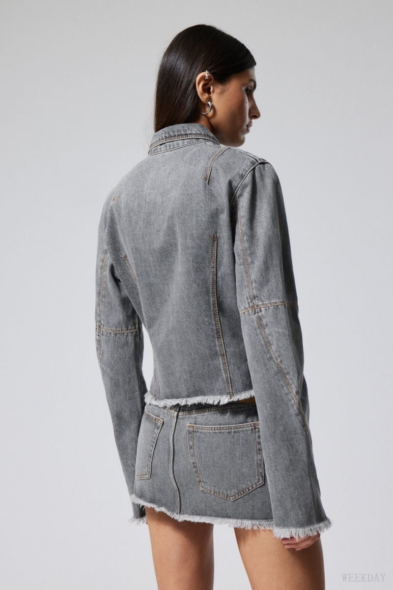 Weekday Ontario Denim Zip Jacket Szürke | CGZH9256