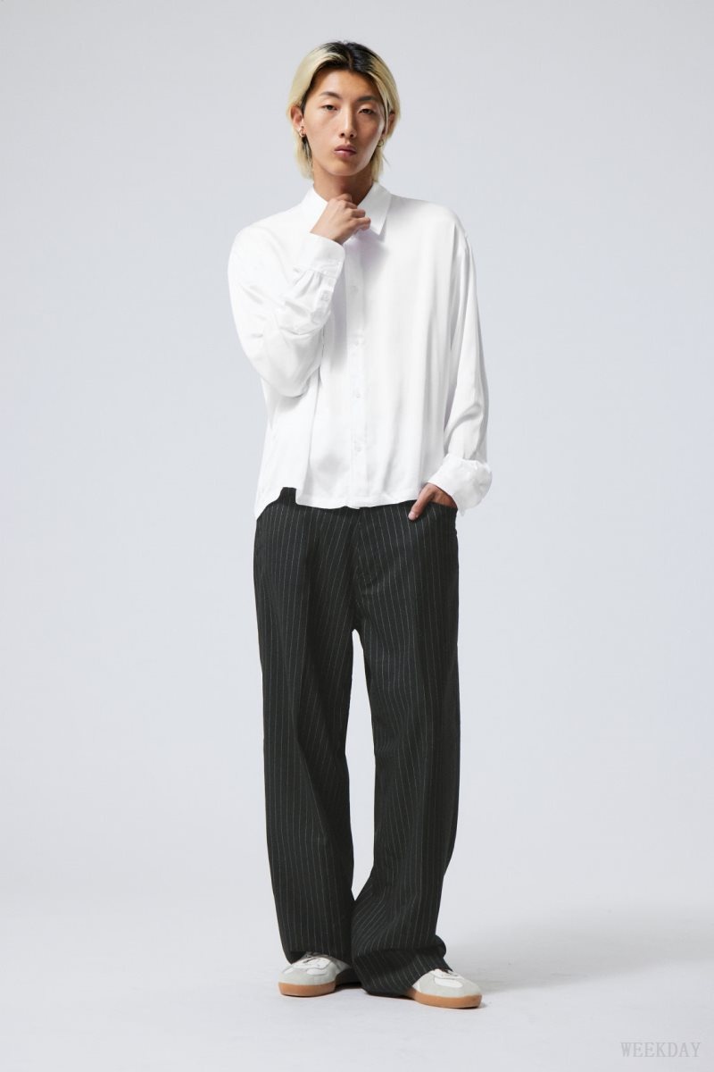 Weekday Oversized Boxy Shiny Shirt Fehér | AGNF9982