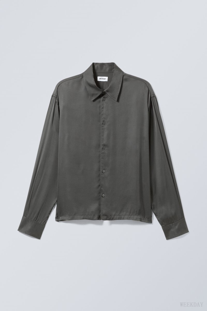 Weekday Oversized Boxy Shiny Shirt Sötétszürke | LTKN5107