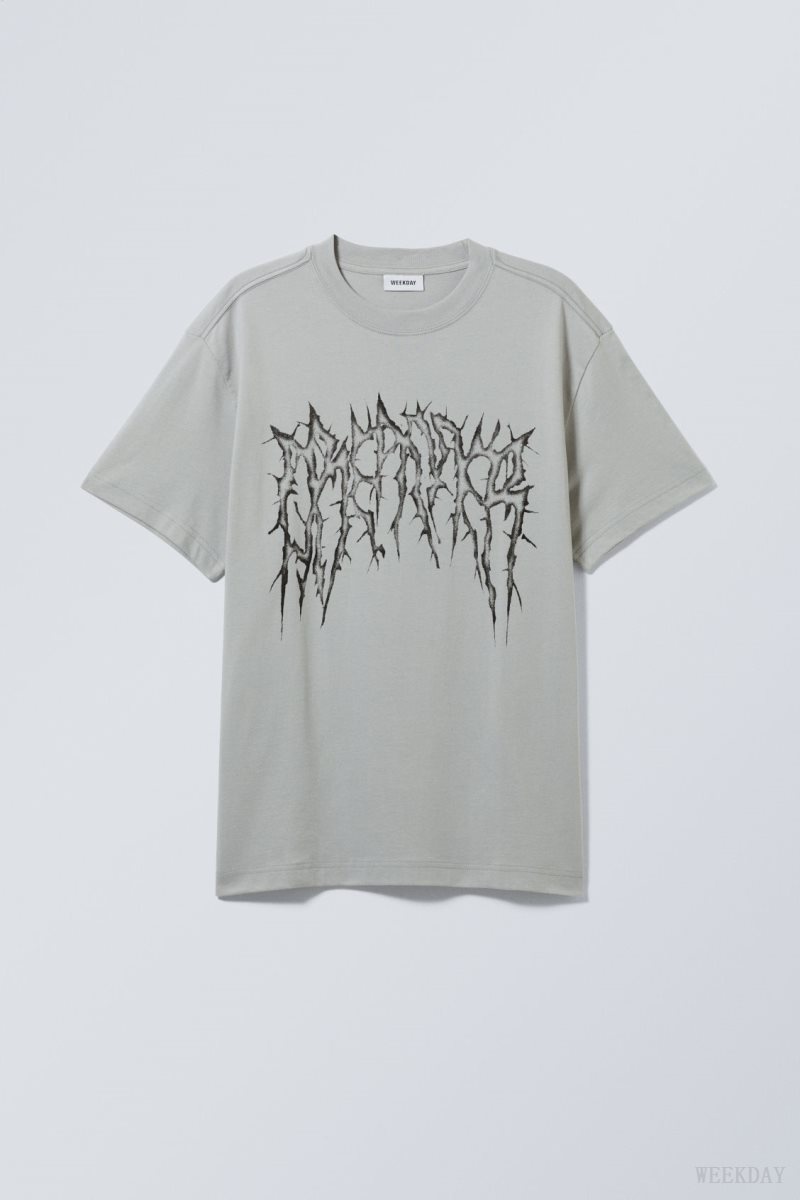 Weekday Oversized Grafika Printed T-shirt Spikey Dreamer | JZCH0960