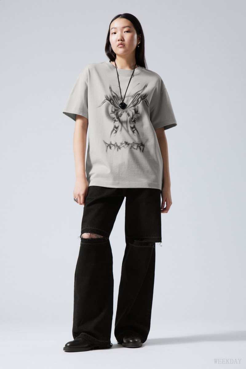 Weekday Oversized Grafika Printed T-shirt Mystery Butterfly | GSQG5673