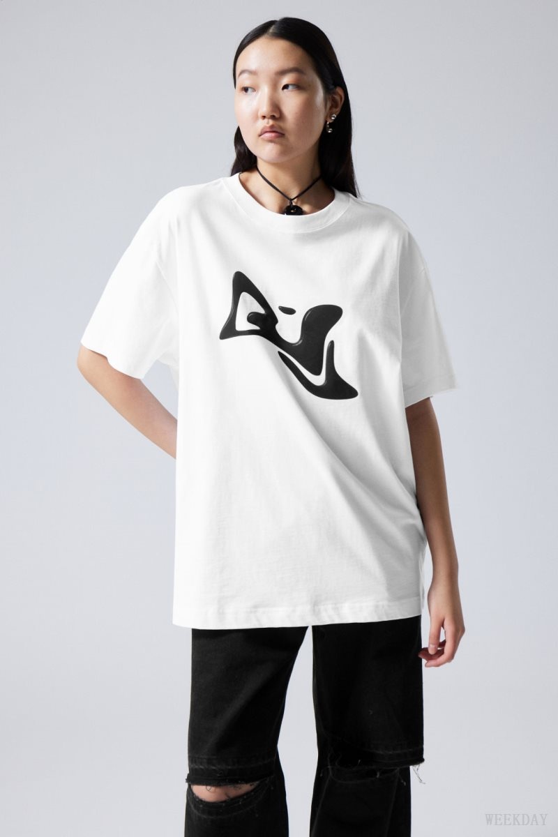 Weekday Oversized Grafika Printed T-shirt Liquid | ADFG3505