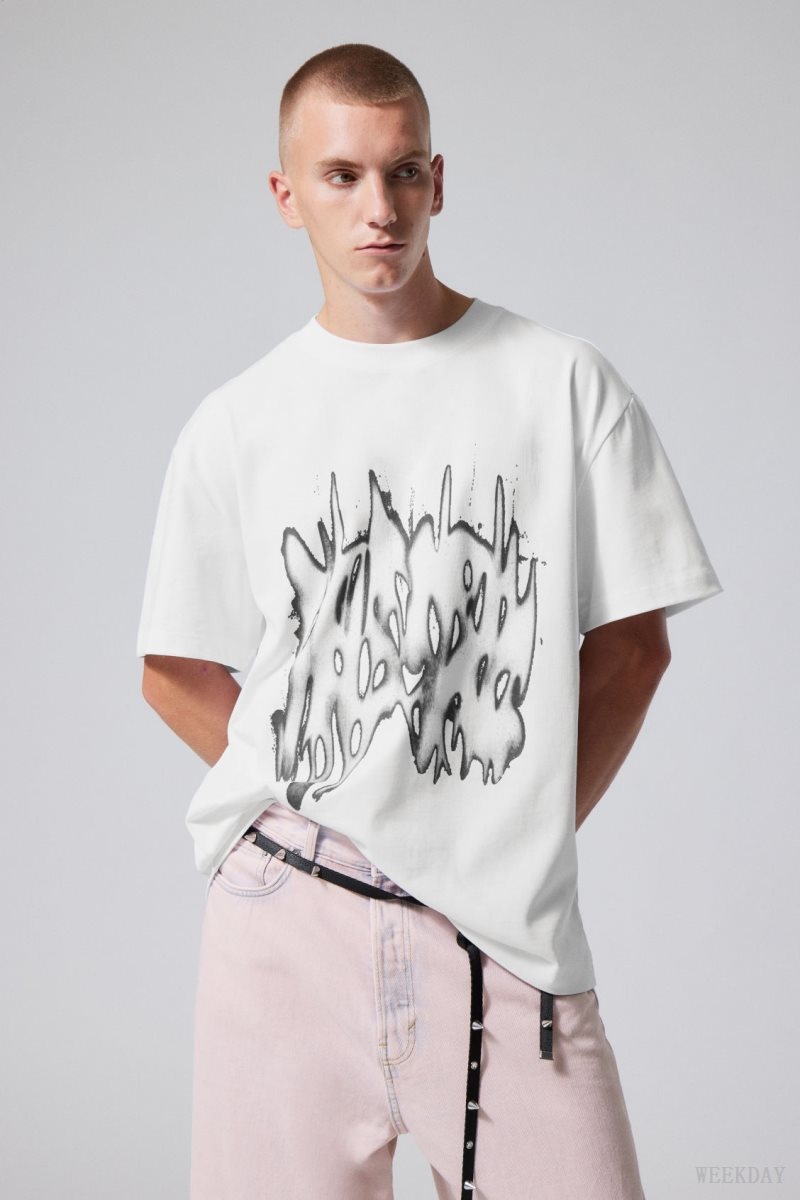 Weekday Oversized Grafika Printed T-shirt Szürke | JBAX4327