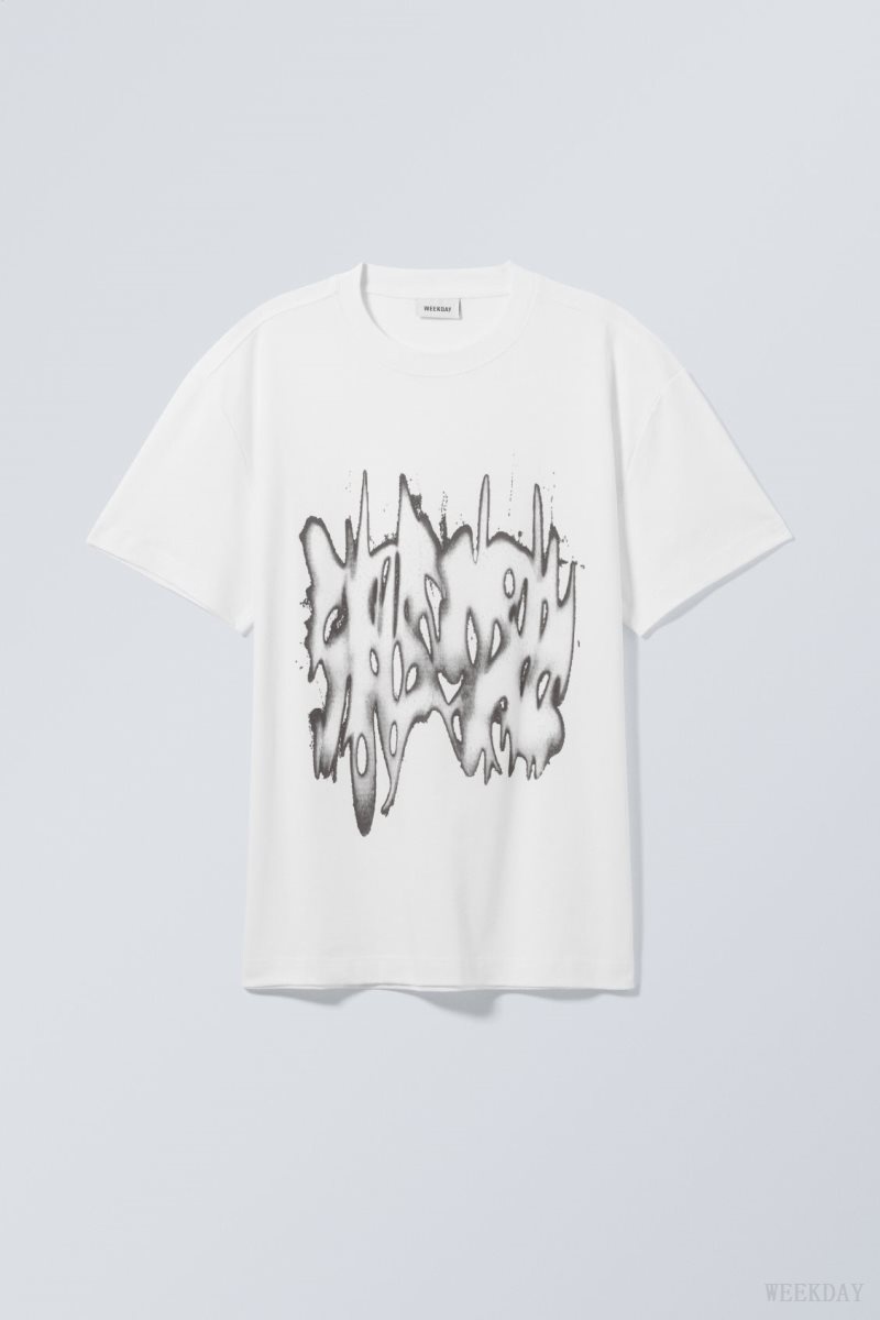 Weekday Oversized Grafika Printed T-shirt Szürke | JBAX4327