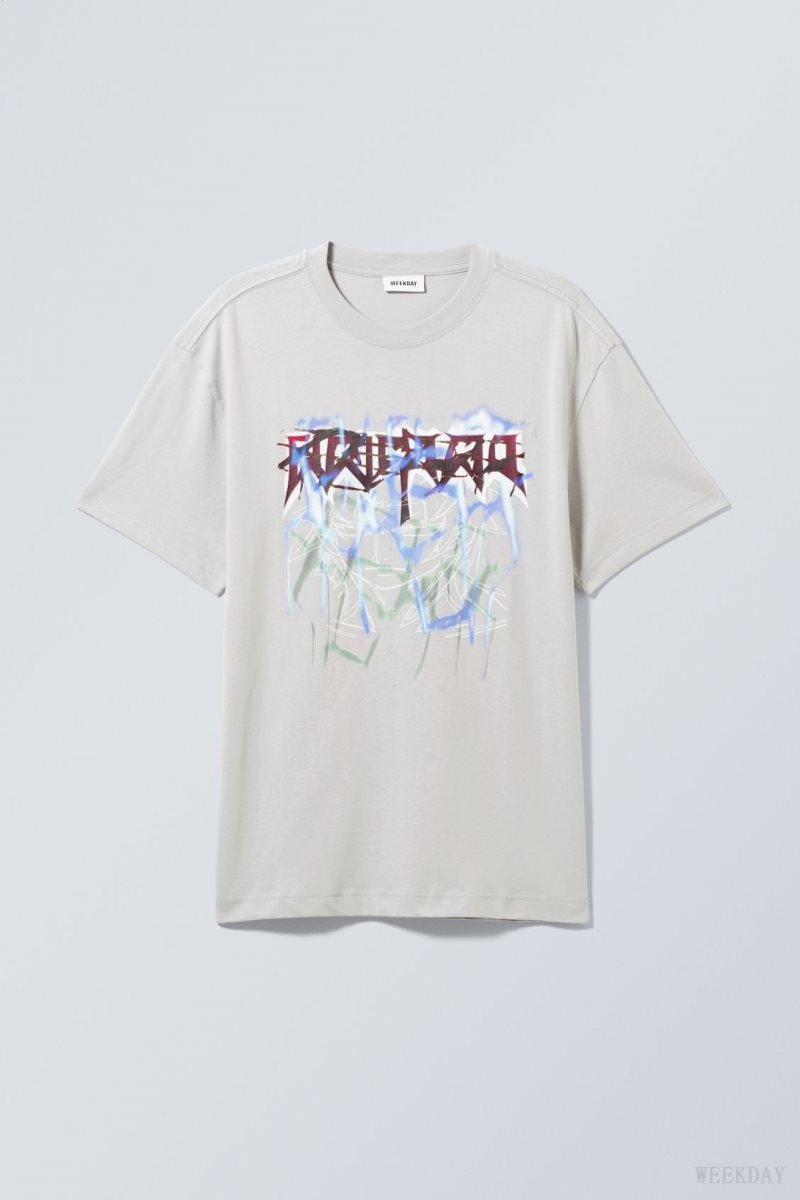 Weekday Oversized Grafika Printed T-shirt Szürke | VVDU8355