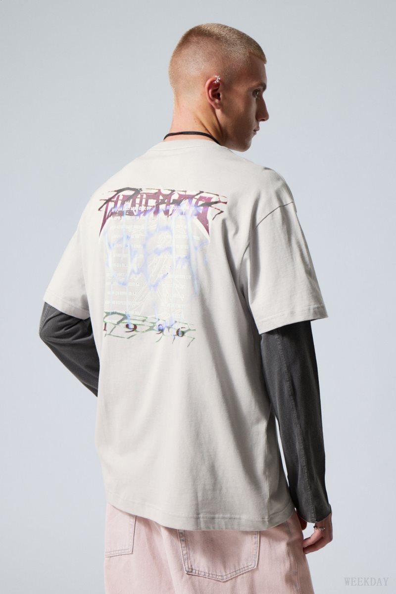 Weekday Oversized Grafika Printed T-shirt Szürke | VVDU8355