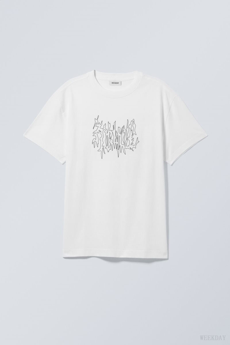 Weekday Oversized Grafika Printed T-shirt Meditate | NVPM0394