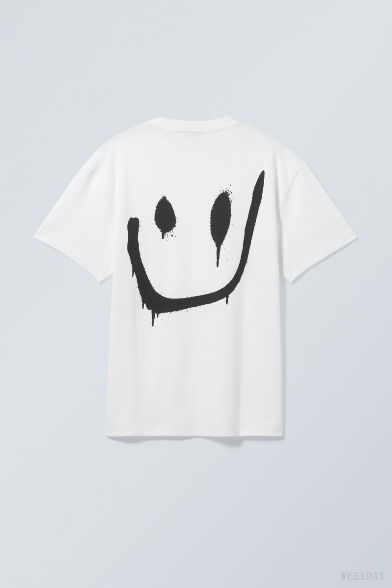 Weekday Oversized Grafika Printed T-shirt Drippy Smiley | LFRN6259