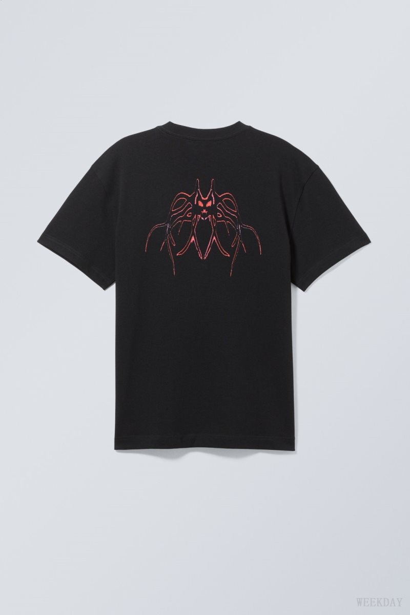 Weekday Oversized Grafika Printed T-shirt Spider Tribal | UYGH1890