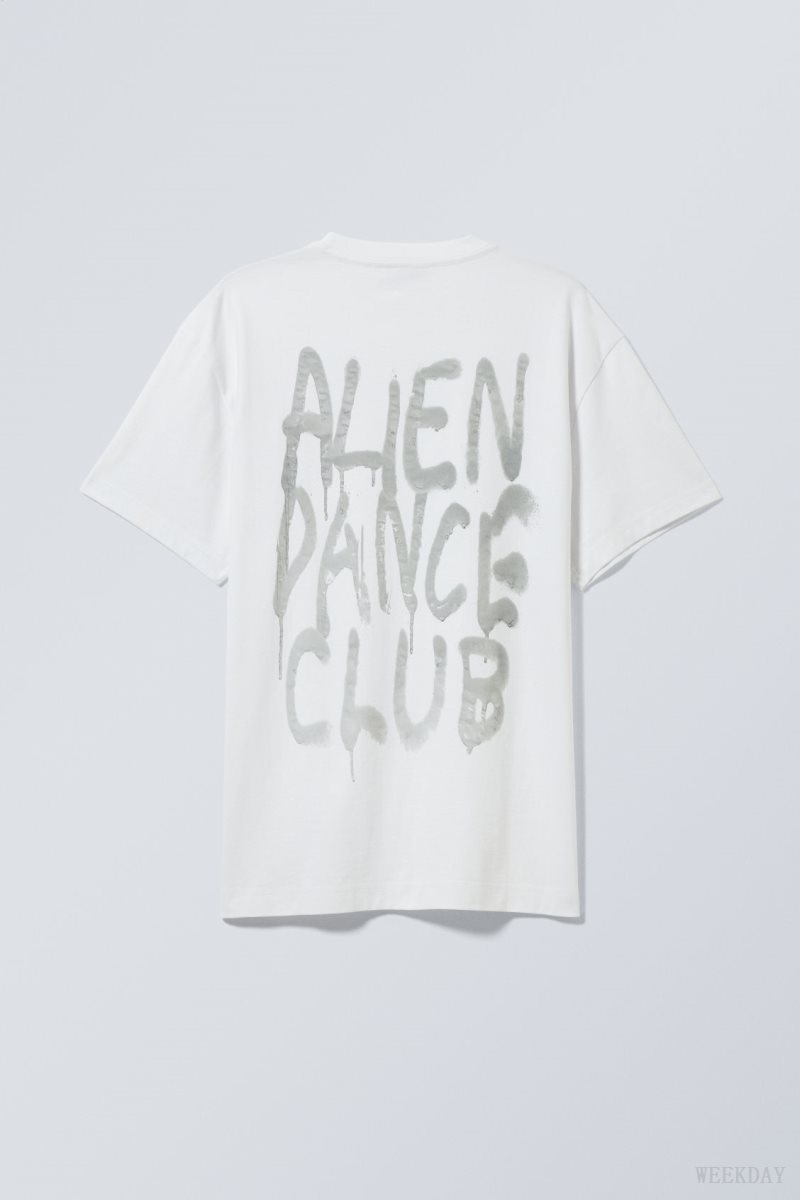 Weekday Oversized Grafika Printed T-shirt Alien Dance Club | OICJ3284