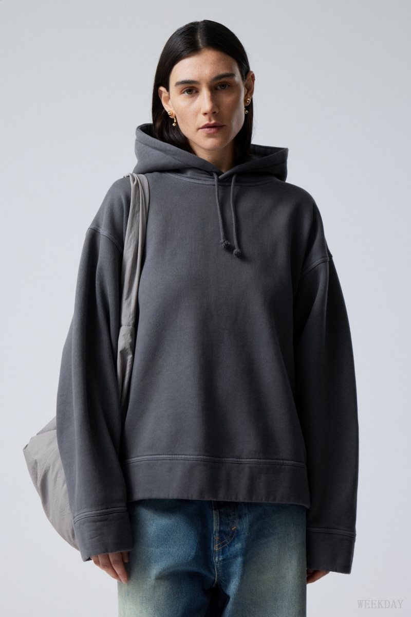 Weekday Oversized Heavyweight Hoodie Sötétkék | WGCS7553