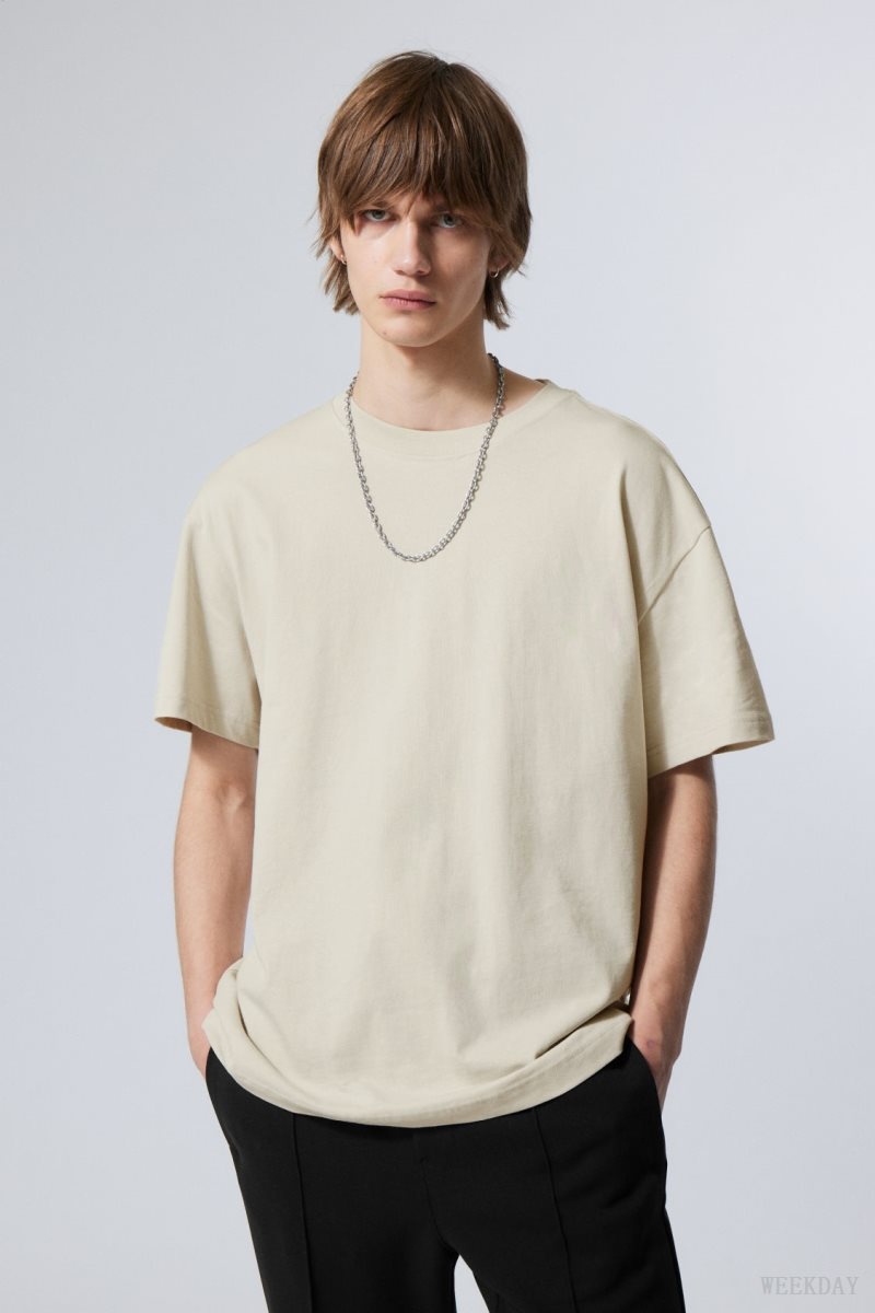 Weekday Oversized Heavyweight T-shirt Bézs | GGMC4510