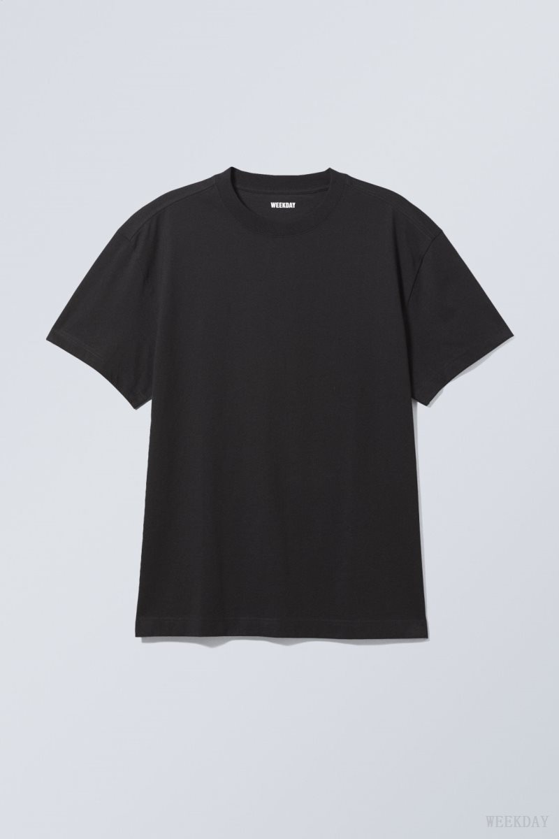 Weekday Oversized Heavyweight T-shirt Fekete | GJGR6210