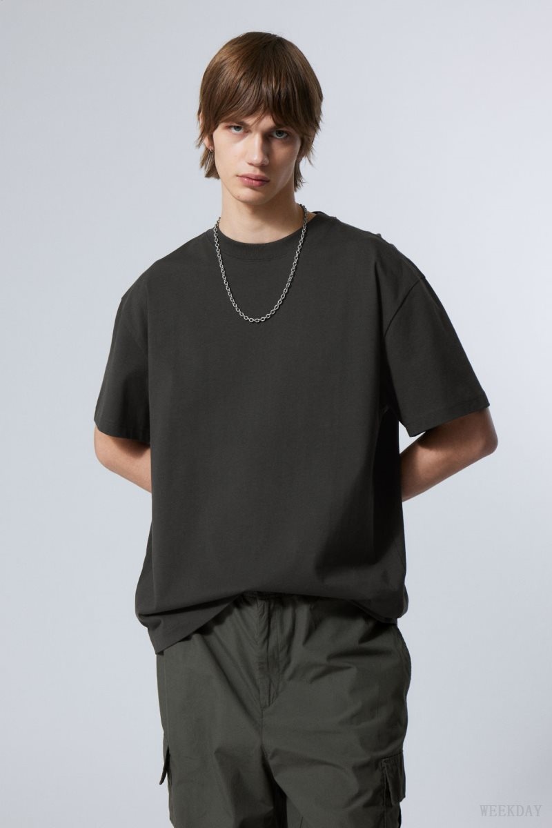 Weekday Oversized Heavyweight T-shirt Fekete | GAOL3369