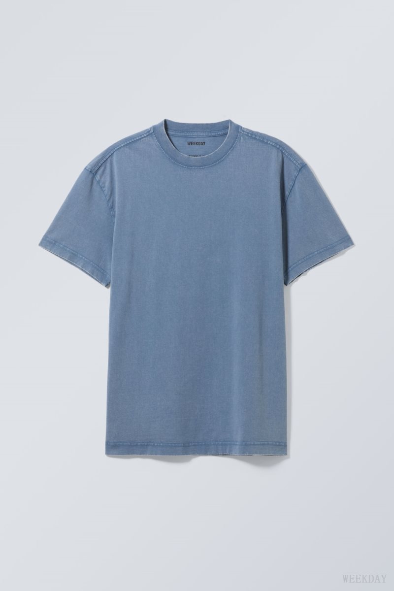 Weekday Oversized Heavyweight T-shirt Kék | CXYB6458