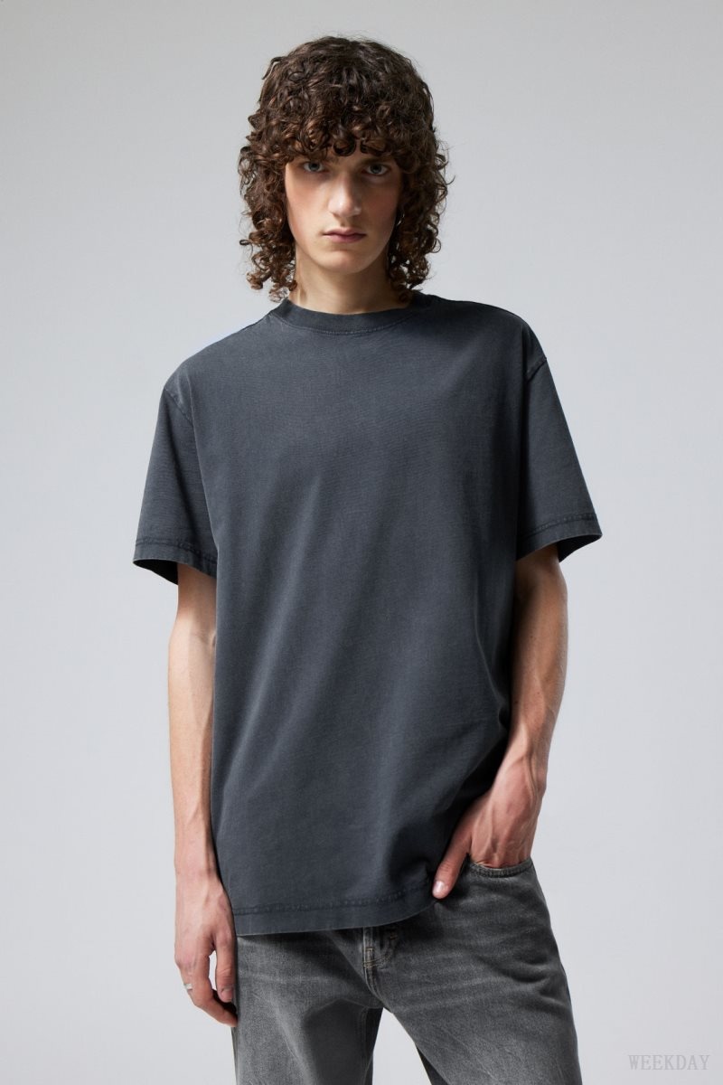 Weekday Oversized Heavyweight T-shirt Sötétkék | SKQV8636