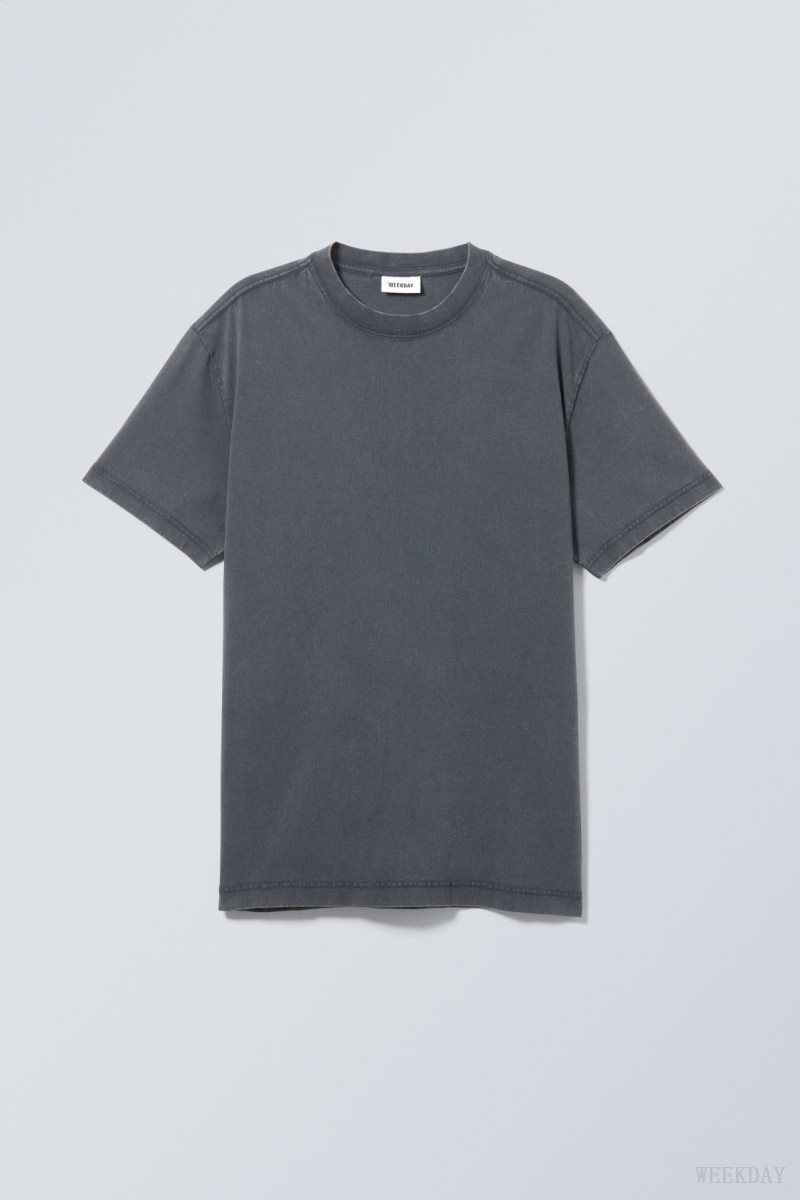 Weekday Oversized Heavyweight T-shirt Sötétkék | SKQV8636