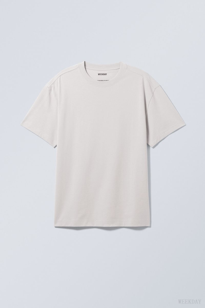 Weekday Oversized Heavyweight T-shirt Szürke | WDUJ6442