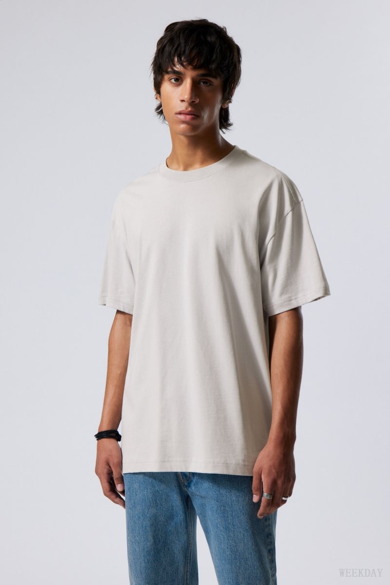 Weekday Oversized Heavyweight T-shirt Szürke | WDUJ6442