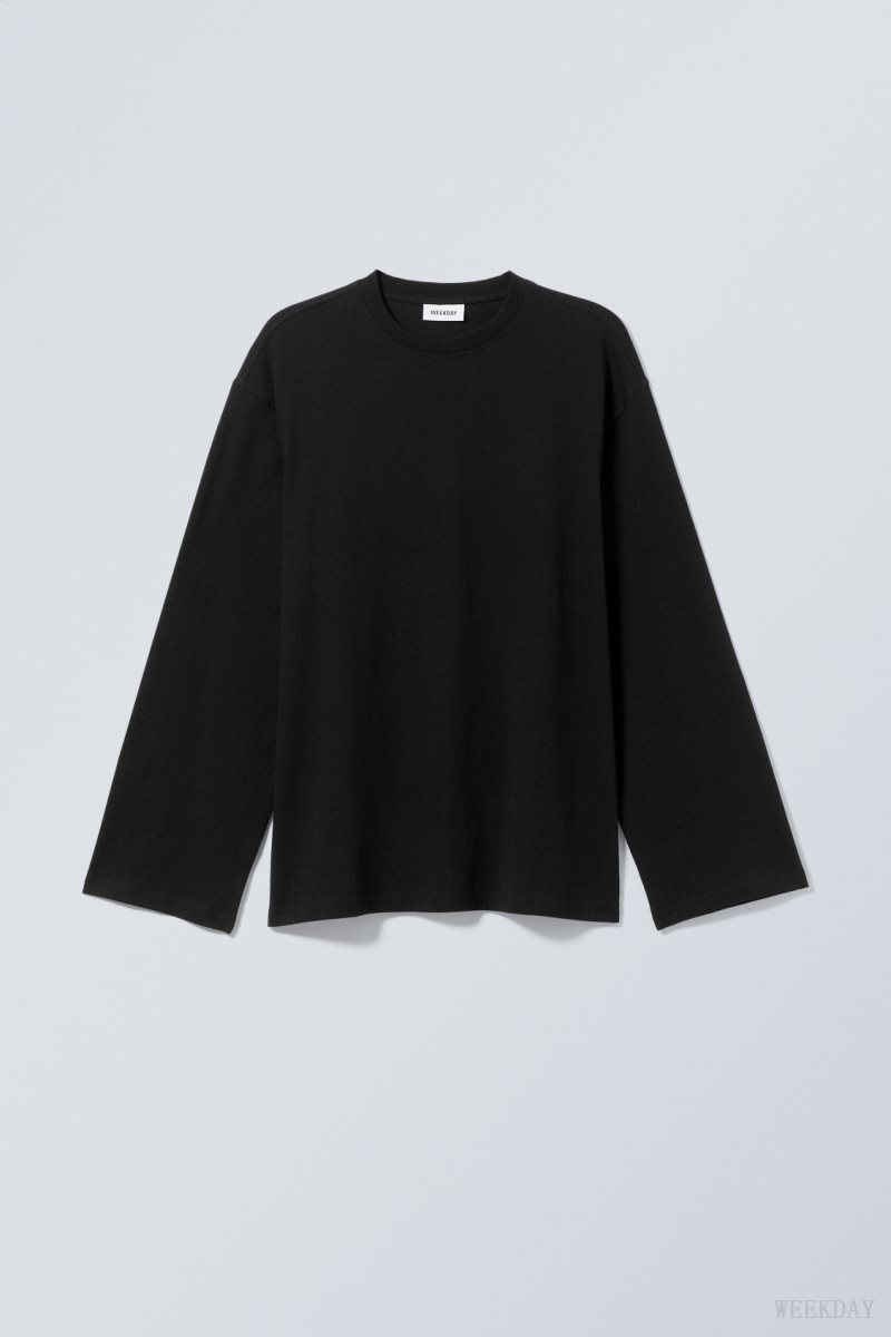 Weekday Oversized Long Sleeve T-shirt Fekete | QEDJ4773