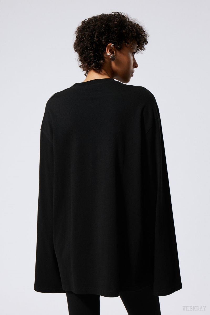 Weekday Oversized Long Sleeve T-shirt Fekete | QEDJ4773