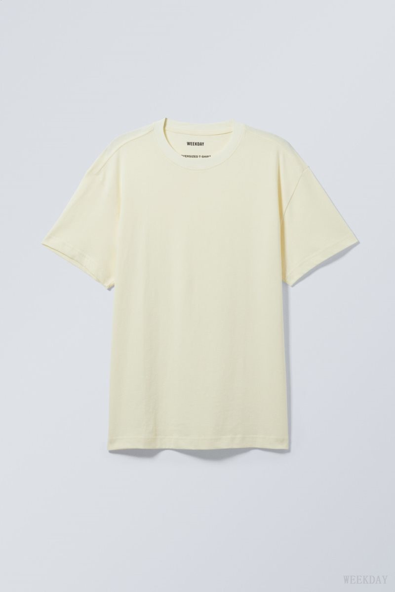 Weekday Oversized T-Shirt Világos Sárga | WNLE7294