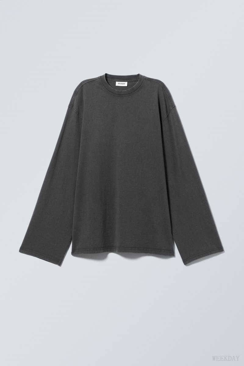 Weekday Oversized Washed Long Sleeve Top Szürke | QYUH4029