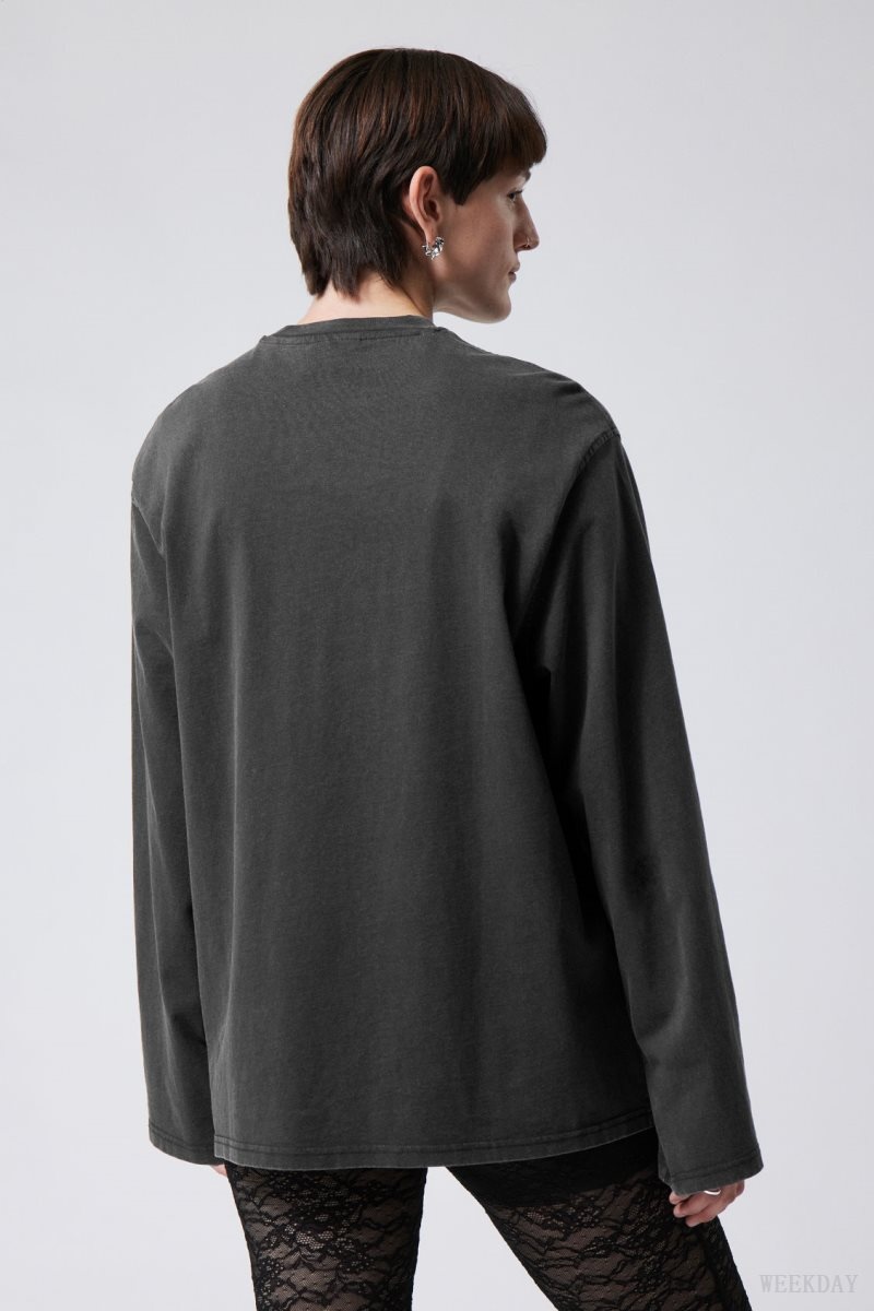 Weekday Oversized Washed Long Sleeve Top Szürke | QYUH4029